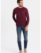 OMBRE Bluza texturata cu buzunar pe piept - Visiniu