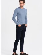 OMBRE Bluza uni cu decolteu la baza gatului - Albastru azur