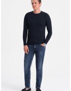 OMBRE Bluza uni cu decolteu la baza gatului - Albastru ultramarin