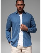 OMBRE Camasa din material chambray cu maneci lungi - Albastru