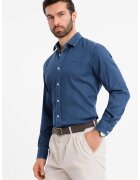 OMBRE Camasa din material chambray cu maneci lungi - Albastru inchis
