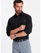 OMBRE Camasa regular fit cu buzunar aplicat pe piept - Negru