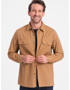 OMBRE Camasa regular fit cu buzunare pe piept - Maro deschis