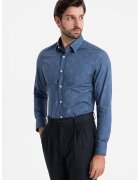 OMBRE Camasa sim fit cu imprimeu - Bleumarin