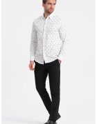 OMBRE Camasa slim fit cu model - Alb/Negru