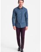 OMBRE Camasa slim fit cu model - Rosu/Albastru