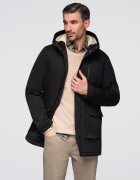 OMBRE Geaca lunga tip parka in stil sherpa OM-JAPJ-0316 - Negru