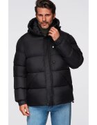 OMBRE Geacă matlasată cu glugă cu închidere înaltă OM-JAHP-0238 - Negru