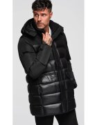 OMBRE Geaca matlasata cu guler inalt si gluga OM-JALJ-0266 - Negru