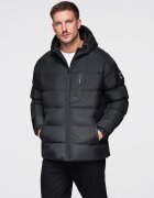 OMBRE Geaca matlasata izolata cu maneci raglan OM-JAHP-0302 - Negru