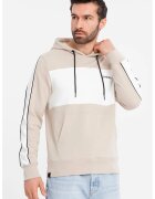OMBRE Hanorac din amestec de bumbac cu buzunar kangaroo - Alb/Bej