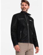 OMBRE Jacheta biker de piele ecologica - Negru