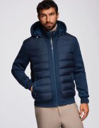 OMBRE Jacheta bomber matlasata cu gluga si maneci tricotate OM-JALP-0298 - Albastru inchis
