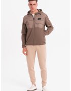 OMBRE Jacheta cu gluga si insertii matlasate - Maro taupe