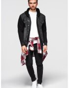 OMBRE Jacheta din denim cu gluga - Negru/Gri inchis