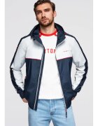OMBRE Jacheta impermeabila windbreaker cu gluga OM-JANP-0228 - Albastru inchis
