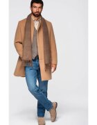 OMBRE Palton cu guler inalt si inchidere asimetrica OM-COWC-0141 - Maro deschis