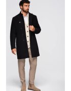 OMBRE Palton cu guler inalt si inchidere asimetrica OM-COWC-0141 - Negru
