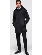 OMBRE Palton minimalist de lungime medie cu gluga OM-COLC-0144 - Negru