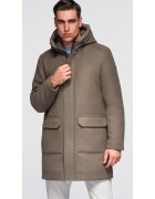 OMBRE Palton parka din lana cu gluga OM-COWC-0132 - Maro - Maro