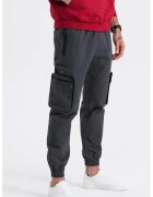 OMBRE Pantaloni cargo cu mansete elastice - Gri antracit