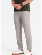 OMBRE Pantaloni chino cu buzunare oblice - Gri deschis melange