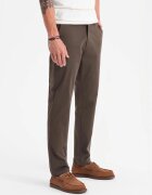 OMBRE Pantaloni chino REGULAR FIT cu textura delicata OM-PACP-0184 - Maro
