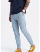 OMBRE Pantaloni de trening cu croiala conica si snur de ajustare - Albastru lavanda
