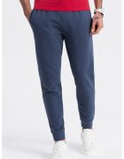 OMBRE Pantaloni de trening cu croiala conica si snur de ajustare - Bleumarin