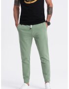OMBRE Pantaloni de trening cu croiala conica si snur de ajustare - Verde feriga