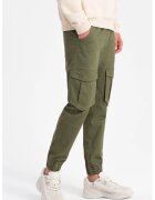OMBRE Pantaloni de trening cu doua buzunare oblice - Kaki
