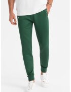 OMBRE Pantaloni de trening cu segmente laterale contrastante - Alb/Verde
