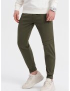 OMBRE Pantaloni de trening cu talie ajustabila - Verde masliniu