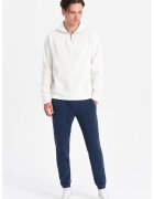 OMBRE Pantaloni de trening din amestec de bumbac cu snururi de ajustare - Bleumarin