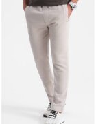 OMBRE Pantaloni de trening slim fit cu buzunare laterale - Bej deschis