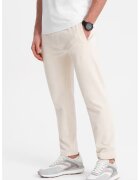 OMBRE Pantaloni de trening slim fit cu buzunare laterale - Crem