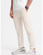 OMBRE Pantaloni de trening slim fit cu buzunare laterale - Crem