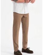 OMBRE Pantaloni drepti cu talie medie - Maro deschis