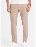 OMBRE Pantaloni in carouri cu buzunare laterale - Maro nisip