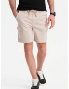 OMBRE Pantaloni scurti cargo cu snur de ajustare - Crem