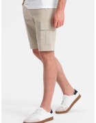 OMBRE Pantaloni scurti cargo din amestec de bumbac cu buzunare multiple - Crem
