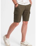 OMBRE Pantaloni scurti cargo din amestec de bumbac cu buzunare multiple - Kaki