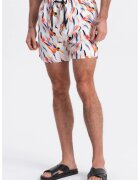 OMBRE Pantaloni scurti de baie cu model si buzunare laterale - Alb/Portocaliu