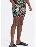 OMBRE Pantaloni scurti de baie cu model si buzunare laterale - Alb/Verde/Negru