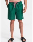 OMBRE Pantaloni scurti de baie cu model uni si snur de ajustare in talie - Verde englez