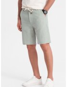 OMBRE Pantaloni scurti din amestec de in cu snur