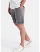OMBRE Pantaloni scurti slim fit din amestec de bumbac - Gri cenusiu
