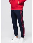 OMBRE Pantaloni sport jogger cu dungi OM-PASK-0284 - Albastru inchis