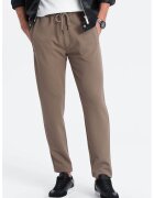 OMBRE Pantaloni texturati cu snur in talie - - Maro camel