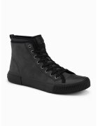 OMBRE Pantofi sport de piele ecologica cu sireturi - Gri antracit
